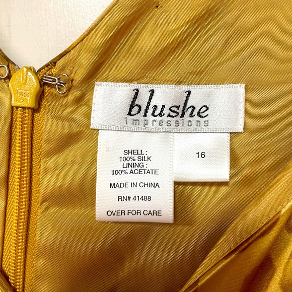 Blushe Impressions Like New Gold Brown Animal Print V Neck Silk Slip Dress Sz 16 - Picture 3 of 6